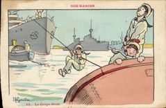 CPA Illustrateur Gervese Nos Marins Le Corps mort 