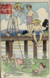 CPA Illustrateur Gervese Nos Marins La baignade 