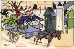 CPA Illustrateur Gervese Nos Marins A gauche toute Ane Mule 