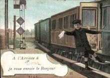CPA Train Bonjour de Tours Enfant