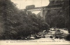 CPA Tramway Route de Pierrefitte a Cauterets Le grand pont du chemin de fer