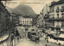 VINTAGE POSTCARD Grenoble Tram the Grenette place and St eynard