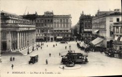 VINTAGE POSTCARD Bordeaux Tram the place of the Comedy