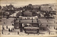 CPA Tramway Nice le jardin du roi Albert 1er et le palais de la jetee vue prise du casino 