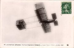 CPA Avion Aviation De Rue Sur biplan Voisin a Reims 29 aout 1909