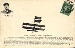 CPA Avion Aviation Biplan Metro en plein vol 