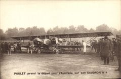 CPA Avion Aviation Poulet prend le depart pour l'Australie sur son Caudron G4 Australie