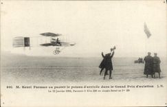 VINTAGE POSTCARD Avion Aviation Mr. Henri Farman will pass the winning post in the Grand Prix of aviation