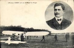 CPA Avion Aviation L'aviateur Gibert sort son Bleriot du hangar