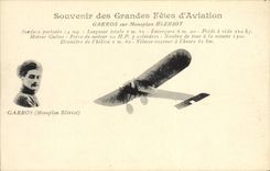 VINTAGE POSTCARD Plane Aviation Souvenir of the great festivals of Garros aviation on Bleriot monoplane