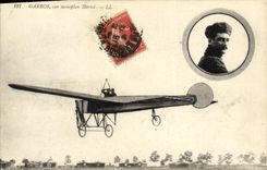 VINTAGE POSTCARD Plane Garros Aviation on Bleriot monoplane