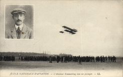 VINTAGE POSTCARD Plane Aviation National school of aviation Kimmerling Aviator with his passenger