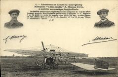 VINTAGE POSTCARD Avion Aviation Aerodrome of Combs the city Quincy Monoplan Aero stable has Moreau Freres has automatic stability