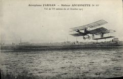 VINTAGE POSTCARD Plane Aviation Driving Farman Airplane Antoinette Vol of 771 bills of quantities