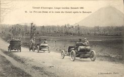 VINTAGE POSTCARD Automobile Cut Gordon Bennett 1905 Circuit Michelin Le Puy de Dome and the road of the circuit after the hut
