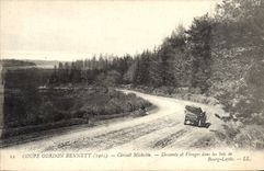 VINTAGE POSTCARD Automobile Cut Gordon Bennett 1905 Circuit Michelin Descente and turns in the wood of Lastic Borough