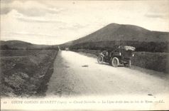 VINTAGE POSTCARD Automobile Cut Gordon Bennett 1905 Michelin Circuit the straight line in the wood of Riom