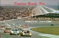 MODERN CARD Automobile Daytona Fla Like to the beach go early He races