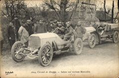 VINTAGE POSTCARD Automobile Circuit of Dieppe Salzer on Mercedes car