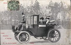 VINTAGE POSTCARD Automobile Car Street of the Bastille Paris Taxi