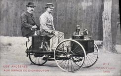 VINTAGE POSTCARD Automobile the ancestors with the factories of Dion Bouton Puteaux Tricycle has vapor 1886 Cycle