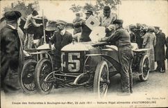 CPA Automobile Coupe des voiturettes a Boulogne sur Mer 25 juin 1911 Voiture Rigal alimentee d'Automobiline 