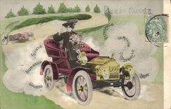 CPA Fantaisie Femme Automobile 
