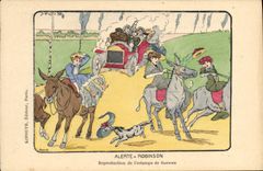 El perro alerta de las mujeres de la mula del asno del automóvil de la POSTAL de la VENDIMIA tiene Robinson Saunier