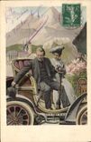 VINTAGE POSTCARD Automobile Woman Man