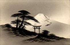 VINTAGE POSTCARD Japanese Japan Landscape Volcano