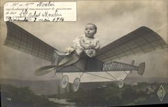 VINTAGE POSTCARD Plane Aviation Child Robert Mill