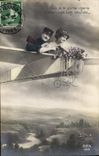 CPA Avion Aviation Femme