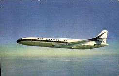 VINTAGE POSTCARD Plane Aviation Caravel Air France Average Mail