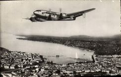 VINTAGE POSTCARD Plane Aviation Languedoc 161 flying over Geneva