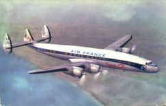 VINTAGE POSTCARD Plane Aviation Lockheed Air France Super G Constellation