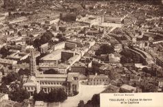 VINTAGE POSTCARD Toulouse Church St Sernin and the capitole