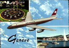 VINTAGE POSTCARD Plane Aviation Swissair Geneva