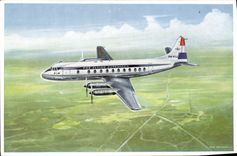 VINTAGE POSTCARD Plane Aviation New Viscount 800 KLM