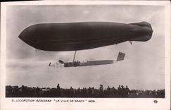 CPA Dirigeable Zeppelin Locomotion aerienne Le Ville de Nancy 1909