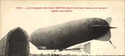 VINTAGE POSTCARD Airship Zeppelin the military airship Republic returning in its hangar after an exit
