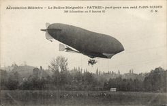 CPA Dirigeable Zeppelin Patrie part pour son raid Paris Verdun 
