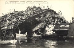CPA Bateau Guerre Catastrophe du cuirasse Liberte 1911 La tourelle babord