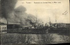 CPA Bateau Guerre Toulon Explosion du cuirasse Iena 12 mars 1907
