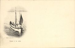 VINTAGE POSTCARD Boat War Boat with the veil Boat