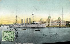 CPA Bateau Guerre Port Said WSS Bacchante Egypte Egypt