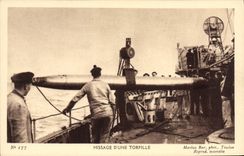 VINTAGE POSTCARD Boat War Hoisting of a turret