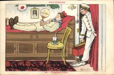 VINTAGE POSTCARD Marine Illustrator Gervese Boat War Red-handed