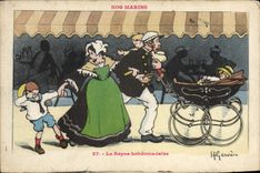 VINTAGE POSTCARD Marine Illustrator Gervese Boat War weekly rest