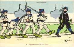CPA Marins Illustrateur Gervese Bateau Guerre Debarquement de vive force