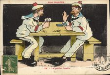 VINTAGE POSTCARD Marine Illustrator Gervese Boat War the small portion of charts